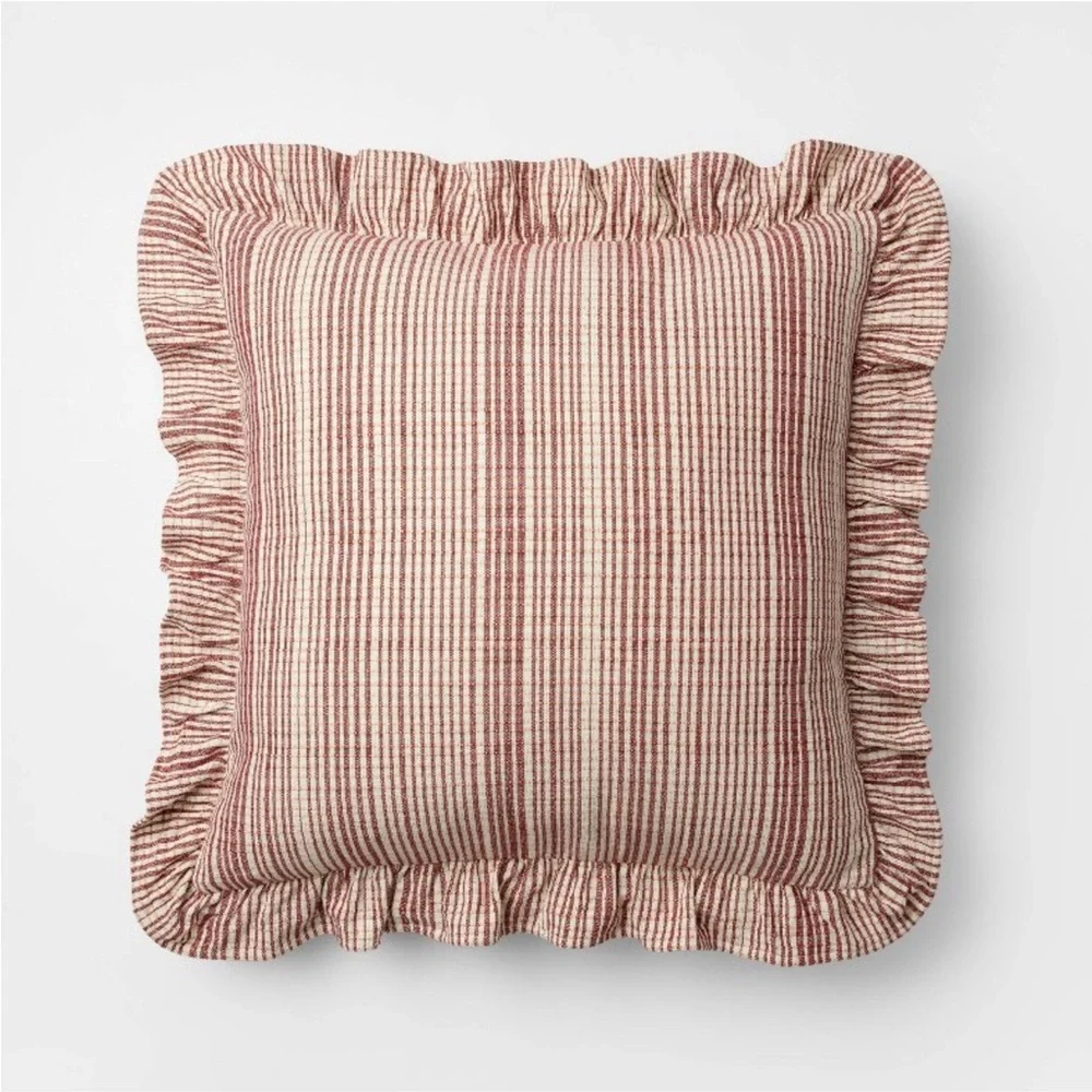 24x24 Uneven Plaid Ruffle Pillow - Threshold designed with Studio McGee